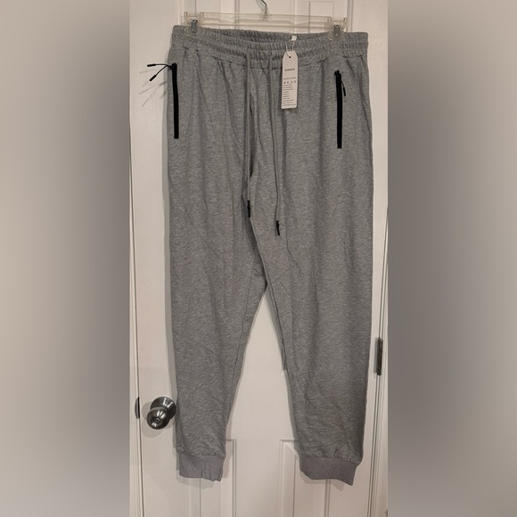 Sykooria Light Gray Athletic Men's Cotton Sweatpants with Zipper Pockets Size XL - Picture 11 of 15